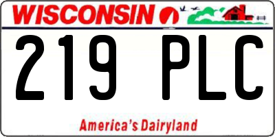WI license plate 219PLC