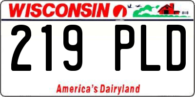WI license plate 219PLD