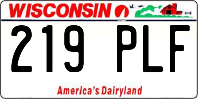 WI license plate 219PLF