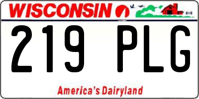 WI license plate 219PLG
