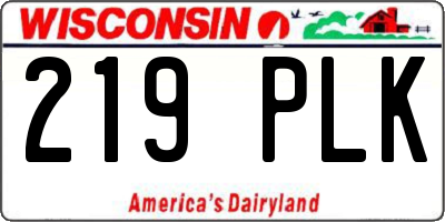 WI license plate 219PLK