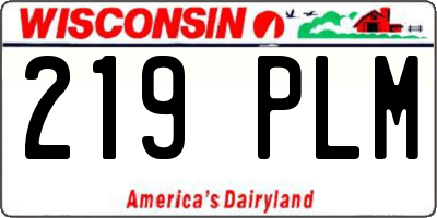 WI license plate 219PLM
