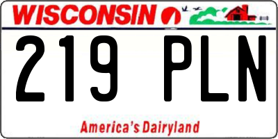WI license plate 219PLN