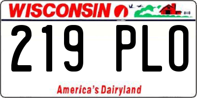 WI license plate 219PLO