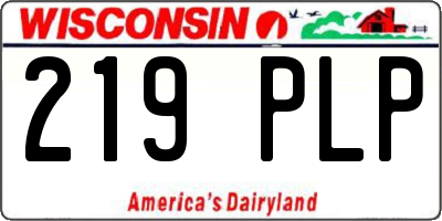 WI license plate 219PLP