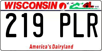 WI license plate 219PLR