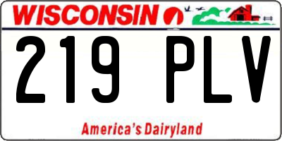 WI license plate 219PLV