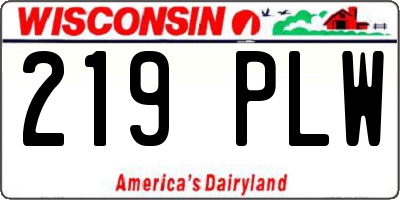 WI license plate 219PLW