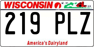 WI license plate 219PLZ