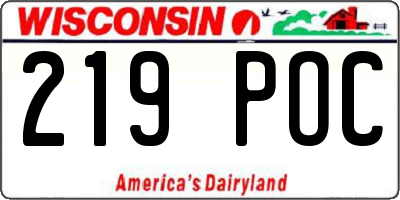 WI license plate 219POC