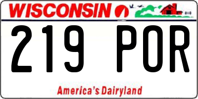 WI license plate 219POR