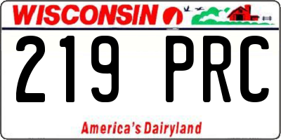 WI license plate 219PRC