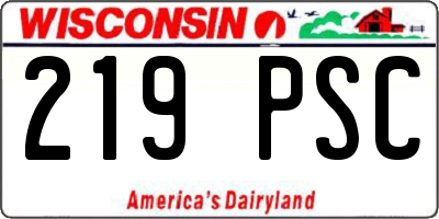 WI license plate 219PSC