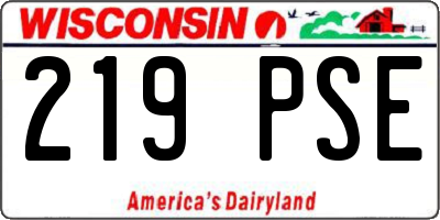 WI license plate 219PSE
