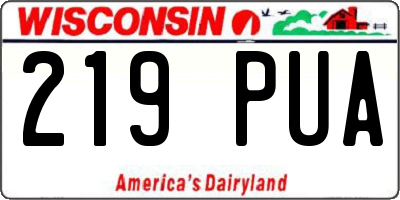 WI license plate 219PUA