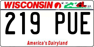 WI license plate 219PUE
