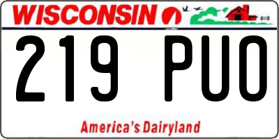 WI license plate 219PUO