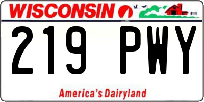 WI license plate 219PWY