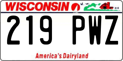 WI license plate 219PWZ