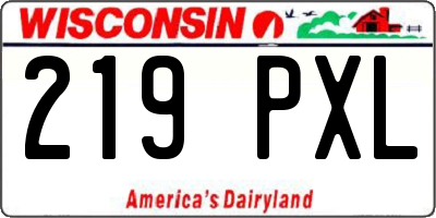 WI license plate 219PXL