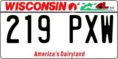 WI license plate 219PXW