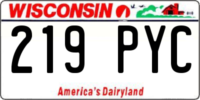 WI license plate 219PYC