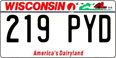 WI license plate 219PYD