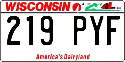 WI license plate 219PYF