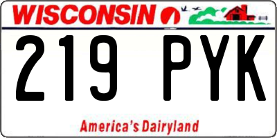 WI license plate 219PYK