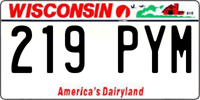 WI license plate 219PYM