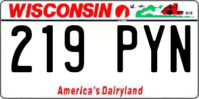 WI license plate 219PYN