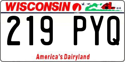 WI license plate 219PYQ