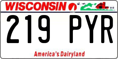 WI license plate 219PYR