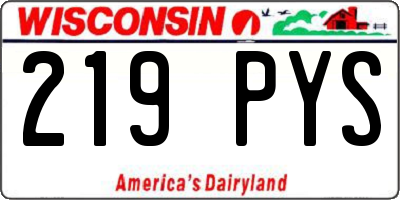 WI license plate 219PYS