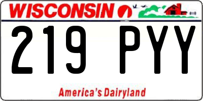 WI license plate 219PYY