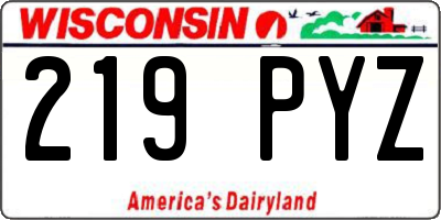 WI license plate 219PYZ