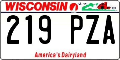 WI license plate 219PZA