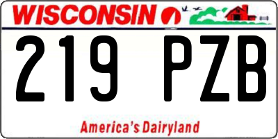 WI license plate 219PZB