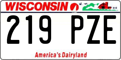 WI license plate 219PZE