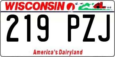 WI license plate 219PZJ