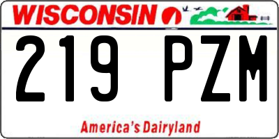 WI license plate 219PZM