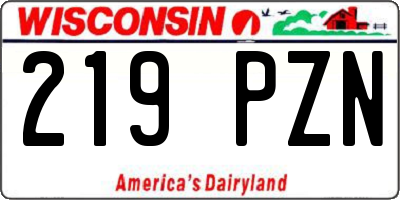 WI license plate 219PZN