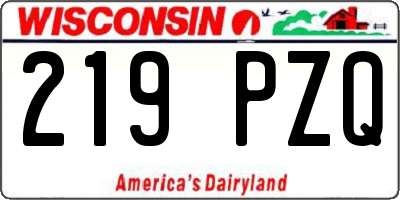 WI license plate 219PZQ