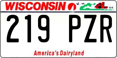 WI license plate 219PZR