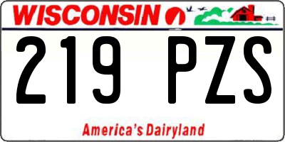 WI license plate 219PZS