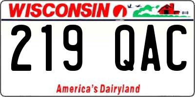 WI license plate 219QAC