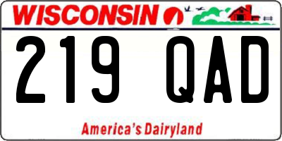 WI license plate 219QAD