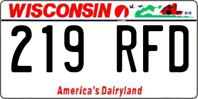 WI license plate 219RFD