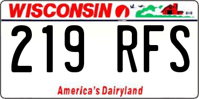 WI license plate 219RFS