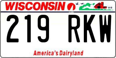 WI license plate 219RKW